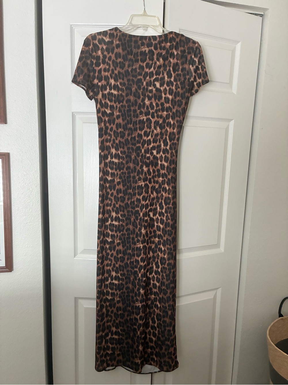 Mango Leopard Print Short Sleeve Maxi Dress - Brown/Black